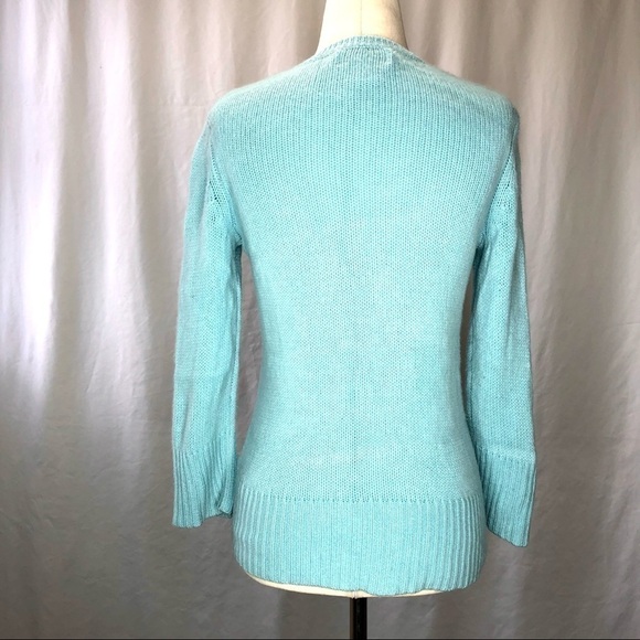 Sutton Studio Bloomingdale’s 100% cashmere robin’s egg blue v-neck sweater M - Picture 4 of 8